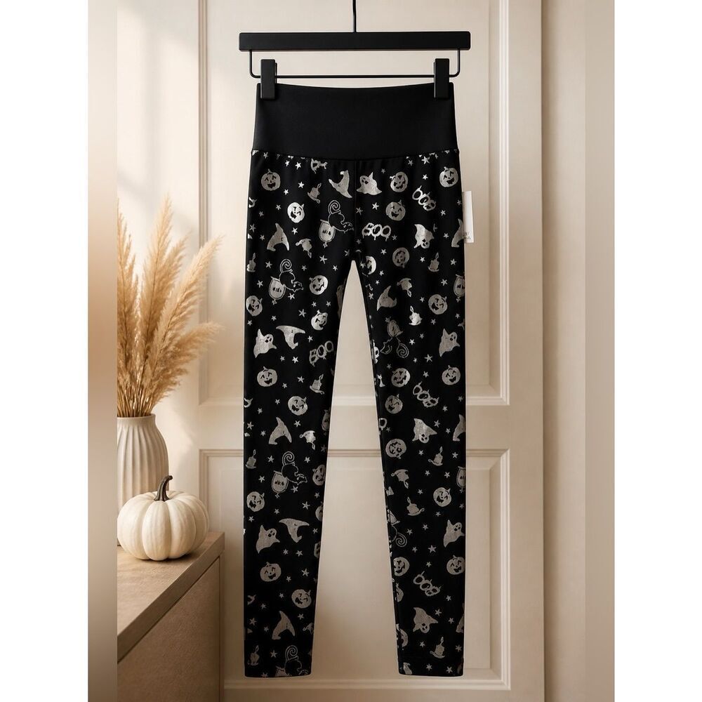 FRENCH LAUDEY BLACK AND SILVER HALLOWEEN STRETCHIES SIZE L/XL NWT